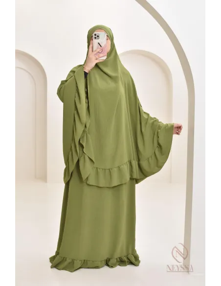 Ensemble 2 pièces de prière en jazz cape et jupe, idéal pour la maison