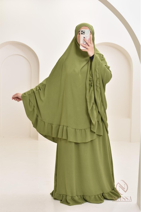 Ensemble 2 pièces de prière en jazz cape et jupe, idéal pour la maison