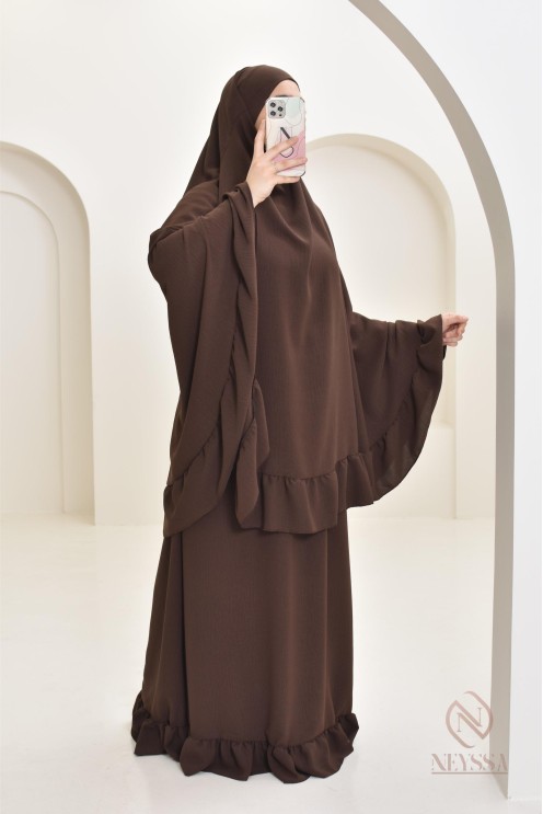 Ensemble 2 pièces de prière en jazz cape et jupe, idéal pour la maison