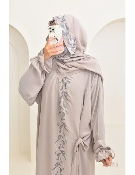 Robe de prière en jazz, avec hijab intégré et broderies