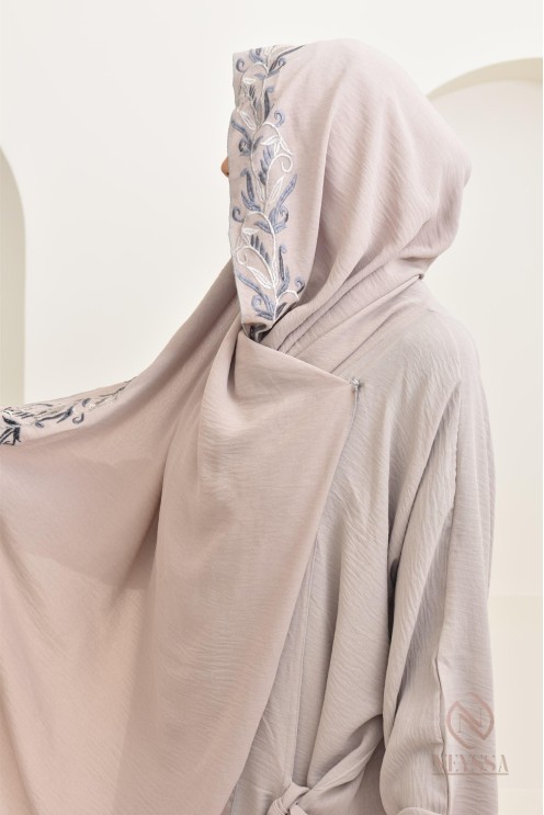 Robe de prière en jazz, avec hijab intégré et broderies