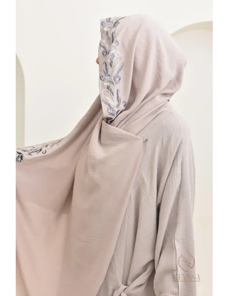 Robe de prière en jazz, avec hijab intégré et broderies