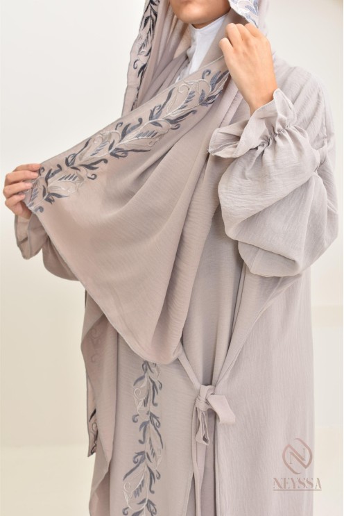 Robe de prière en jazz, avec hijab intégré et broderies
