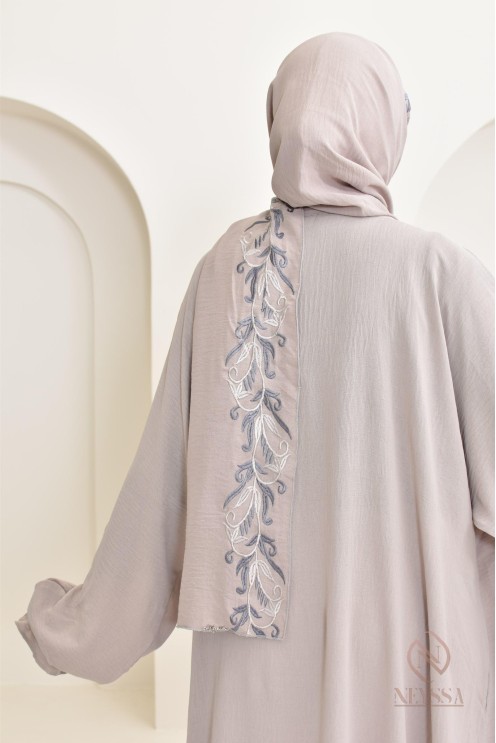 Robe de prière en jazz, avec hijab intégré et broderies