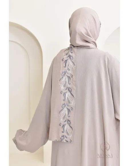 Robe de prière en jazz, avec hijab intégré et broderies