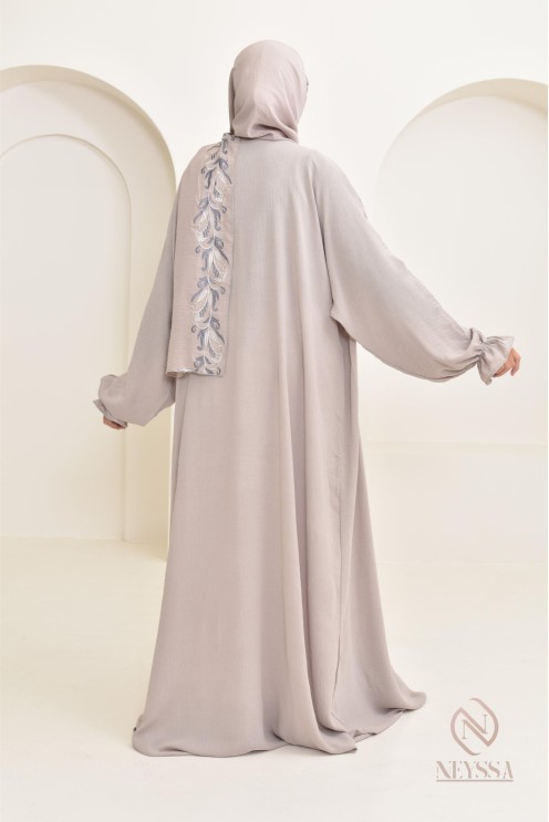Robe de prière en jazz, avec hijab intégré et broderies