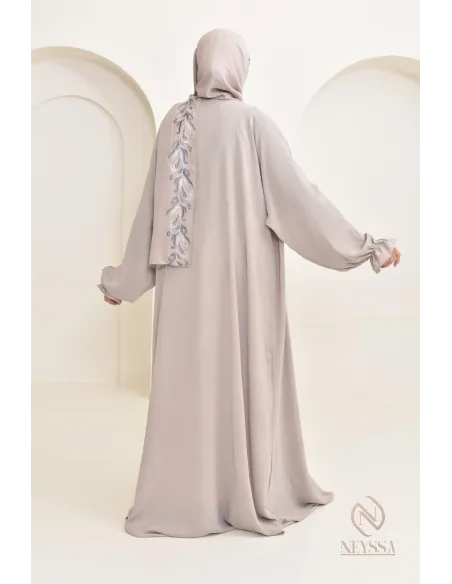 Robe de prière en jazz, avec hijab intégré et broderies