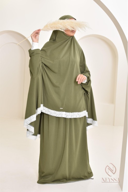 Ensemble 2 pièces de prière en coton, cape et jupe, idéal pour la maison