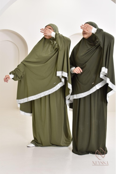 Ensemble 2 pièces de prière en coton, cape et jupe, idéal pour la maison