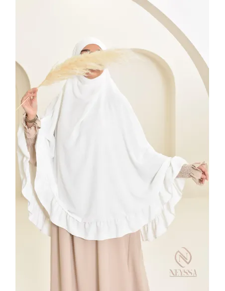 Khimar long Jazz avec volants, style indonésien, coupe légiférée