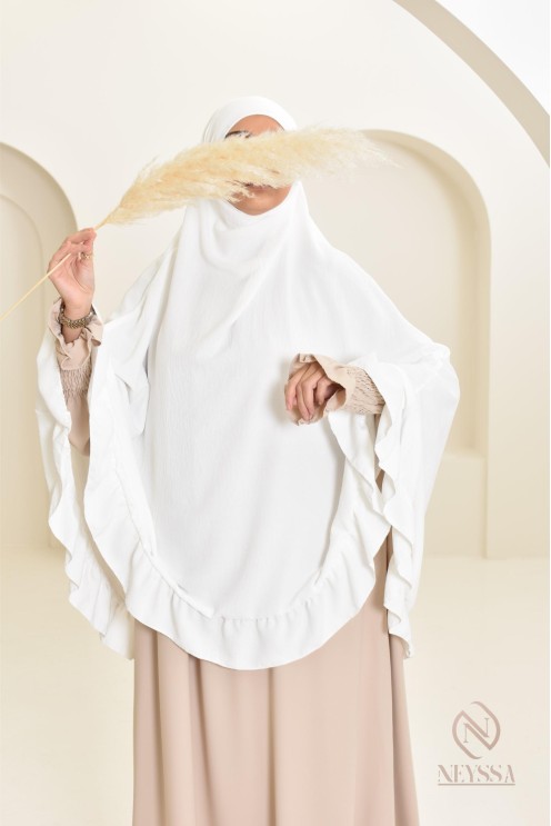 Khimar long Jazz avec volants, style indonésien, coupe légiférée