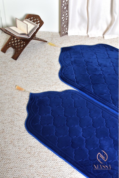 Kit De Prière Musulman Afficop - Tapis Épais + Sac + Chapelet - Bleu Céleste, Confort Et Portabilité