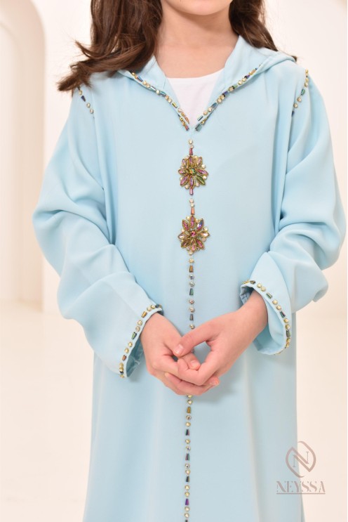 Superbe Djellaba traditionnelle marocaine pour fille, idée tenue, Aïd 2024