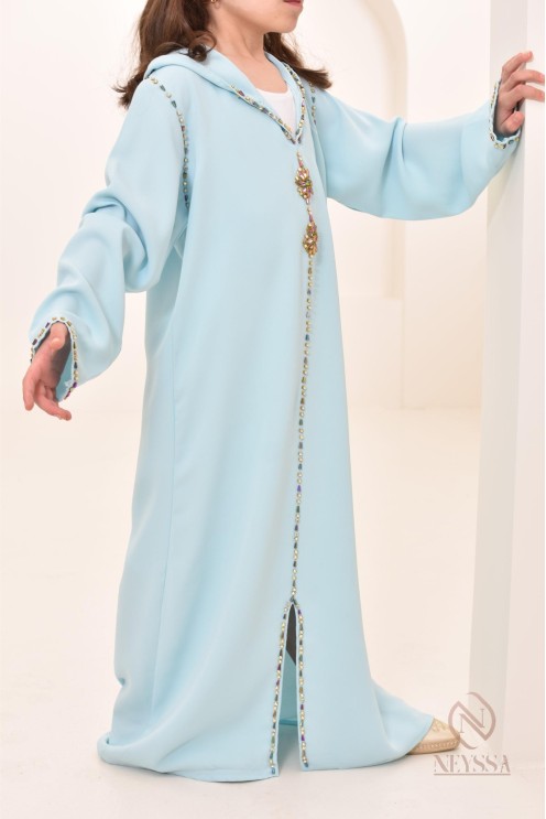 Superbe Djellaba traditionnelle marocaine pour fille, idée tenue, Aïd 2024