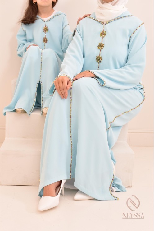 Superbe Djellaba traditionnelle marocaine pour fille, idée tenue, Aïd 2024