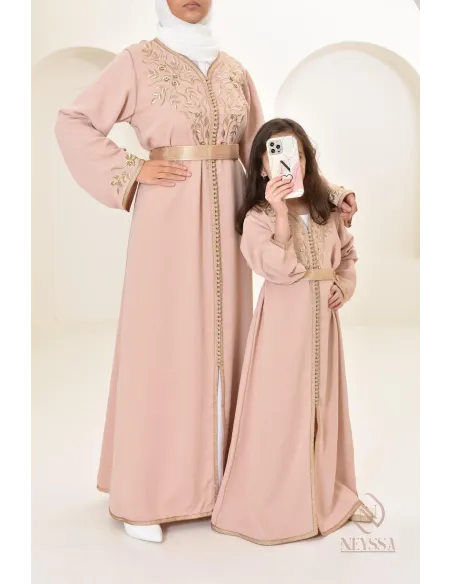 Abaya caftan pas cher moderne idéal tenue Aid 2024, hijabi, combo mère/fille