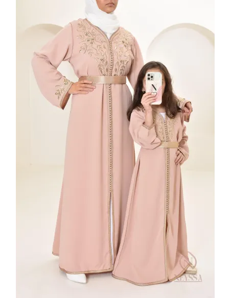 Abaya caftan pas cher moderne idéal tenue Aid 2024, hijabi, combo mère/fille
