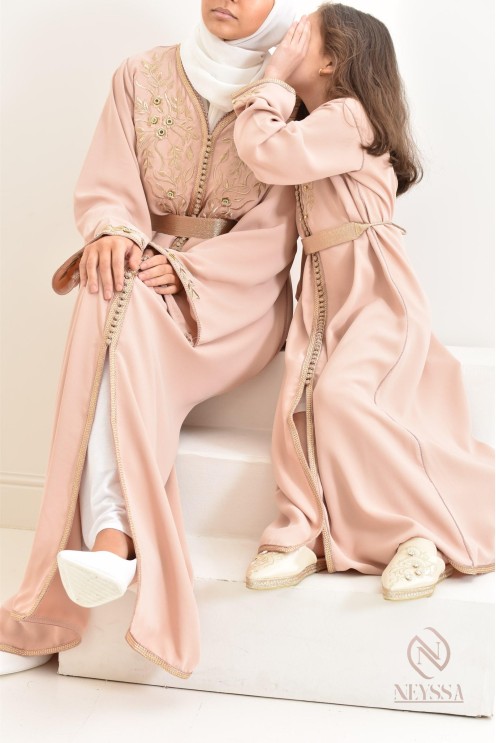 Abaya caftan pas cher moderne idéal tenue Aid 2024, hijabi, combo mère/fille