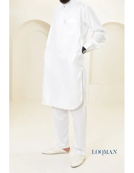 Qamis Saoudien homme, tissu fluide glacé, idéal pour se rendre à la mosquée