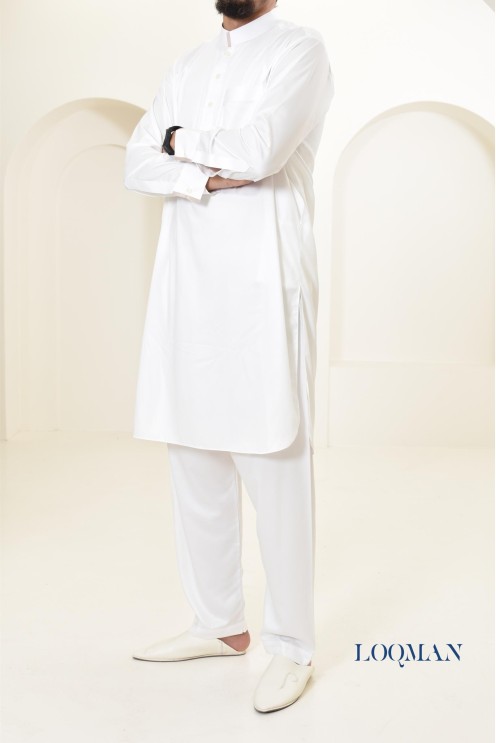 Qamis Saoudien homme, tissu fluide glacé, idéal pour se rendre à la mosquée