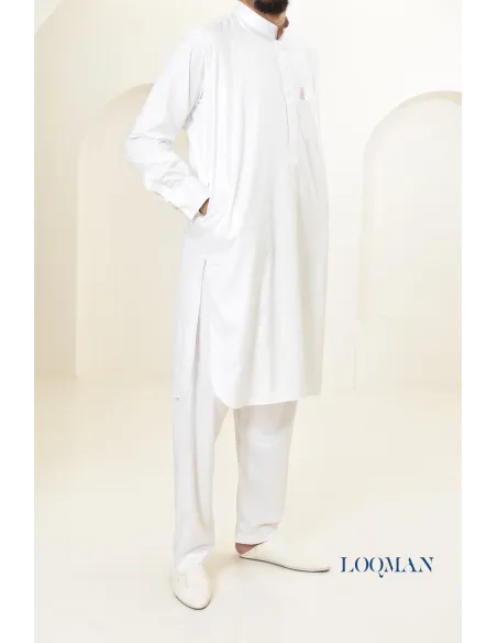 Qamis Saoudien homme, tissu fluide glacé, idéal pour se rendre à la mosquée