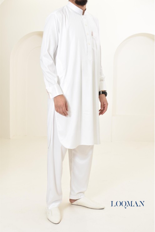 Qamis Saoudien homme, tissu fluide glacé, idéal pour se rendre à la mosquée