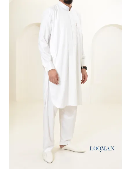 Qamis Saoudien homme, tissu fluide glacé, idéal pour se rendre à la mosquée