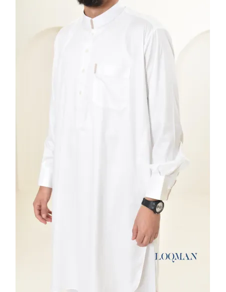 Qamis Saoudien homme, tissu fluide glacé, idéal pour se rendre à la mosquée