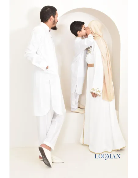 Qamis Saoudien homme, tissu fluide glacé, idéal pour se rendre à la mosquée