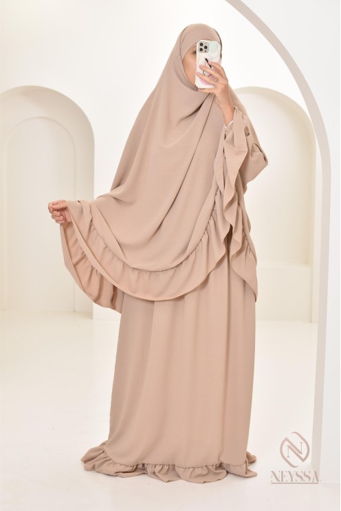 Ensemble 2 pièces de prière en jazz cape et jupe, idéal pour la maison