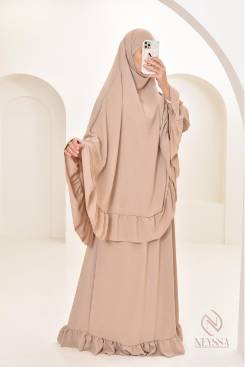 Ensemble 2 pièces de prière en jazz cape et jupe, idéal pour la maison