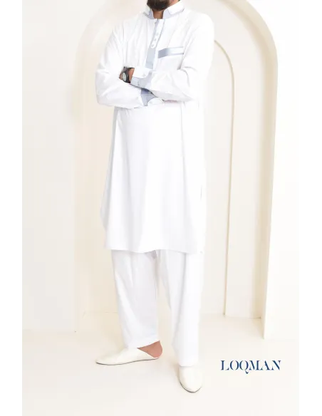 Qamis Saoudien homme, tissu fluide glacé, idéal pour se rendre à la mosquée