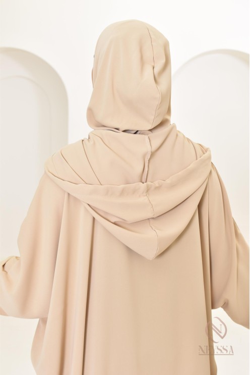 Robe de prière avec son hijab intégré, peut se porter en tenue d'extérieur.