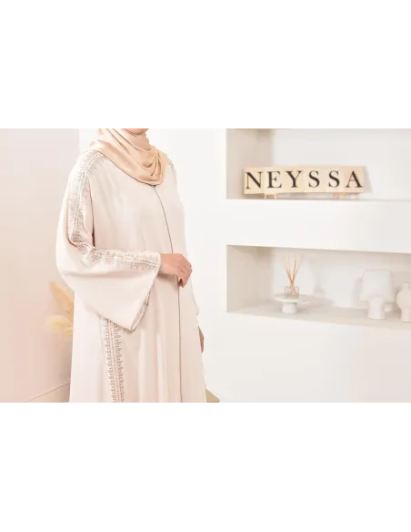 Abaya caftan duo mère et fille, avec broderie motif oriental, soie de Médine