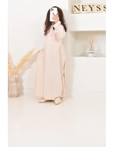 Abaya caftan duo mère et fille, avec broderie motif oriental, soie de Médine