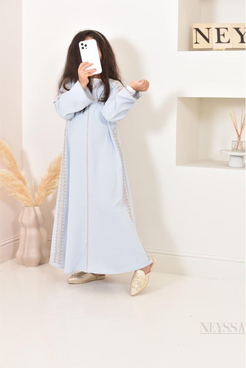 Abaya caftan brodée, combo mère fille pour l'Aïd 2023 et autres occasions