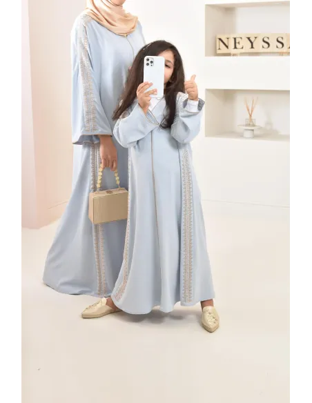 Abaya caftan brodée, combo mère fille pour l'Aïd 2023 et autres occasions