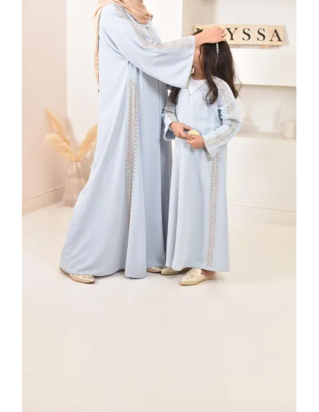 Abaya caftan brodée, combo mère fille pour l'Aïd 2023 et autres occasions
