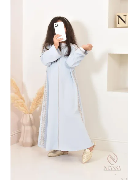 Abaya caftan brodée, combo mère fille pour l'Aïd 2023 et autres occasions