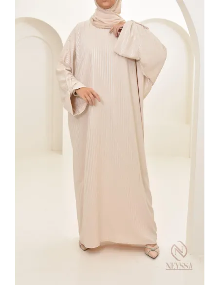 Abaya papillon manches pression pratique ablution en soie de Médine 