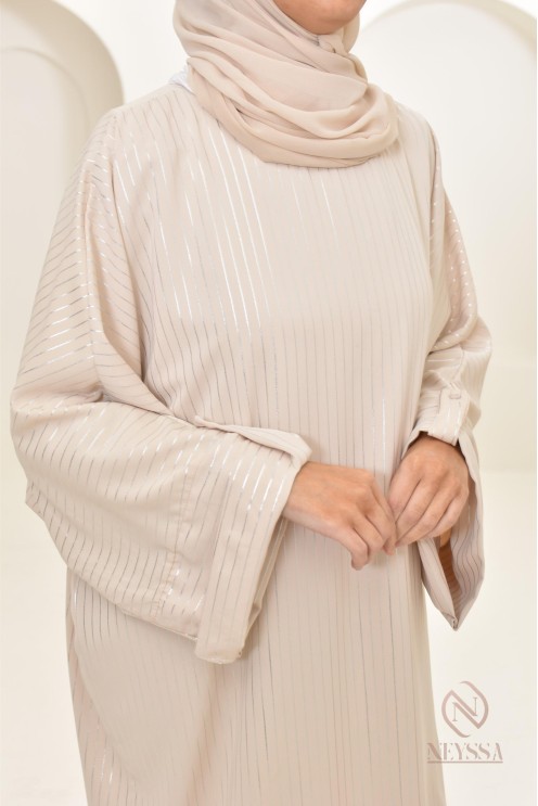 Abaya papillon manches pression pratique ablution en soie de Médine 