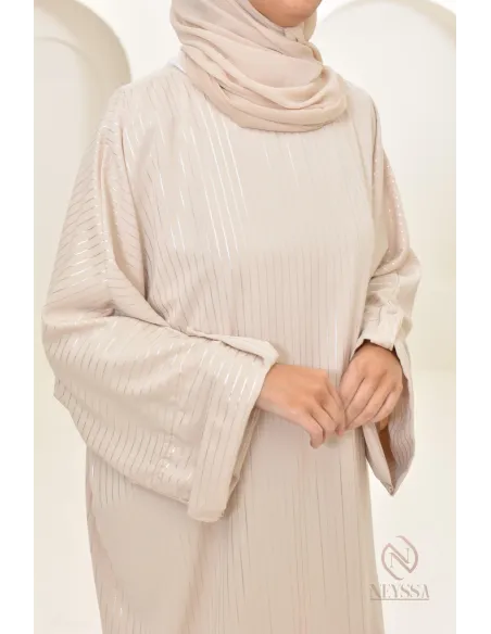 Abaya papillon manches pression pratique ablution en soie de Médine 