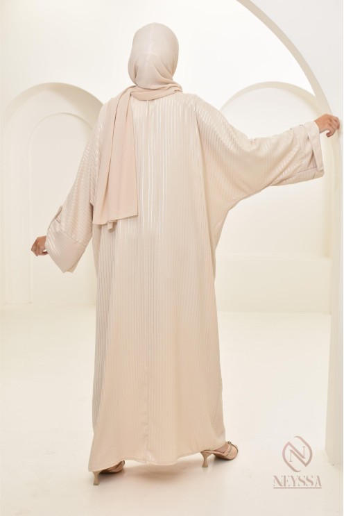 Abaya papillon manches pression pratique ablution en soie de Médine 
