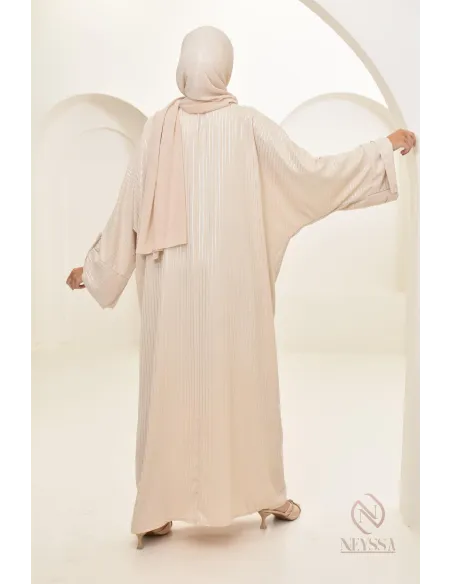 Abaya papillon manches pression pratique ablution en soie de Médine 