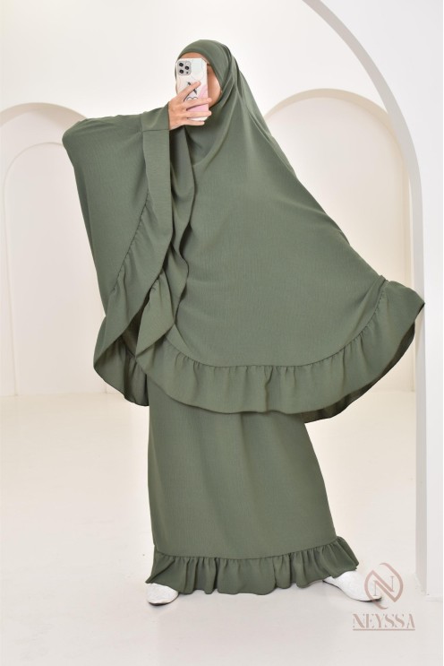 Ensemble 2 pièces de prière en jazz cape et jupe, idéal pour la maison