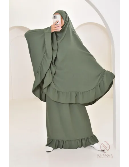 Ensemble 2 pièces de prière en jazz cape et jupe, idéal pour la maison