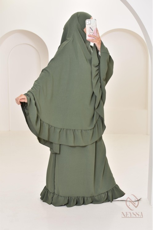 Ensemble 2 pièces de prière en jazz cape et jupe, idéal pour la maison