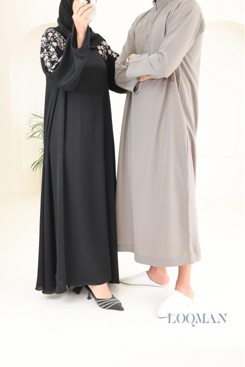 Qamis kaki Émirati à manches longues pour hommes, cadeau parfait pour l'Aïd