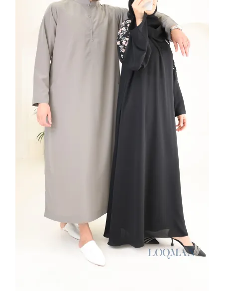 Qamis kaki Émirati à manches longues pour hommes, cadeau parfait pour l'Aïd