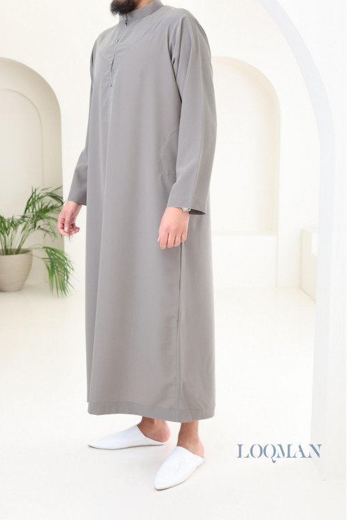 Qamis kaki Émirati à manches longues pour hommes, cadeau parfait pour l'Aïd